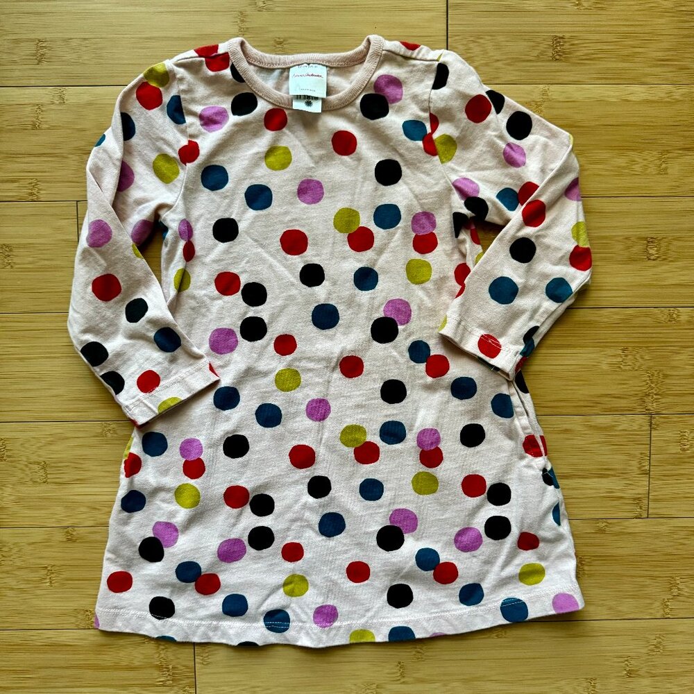 Hanna Andersson Pink Holiday Confetti Print Dress In Cotton Jersey - 3T
